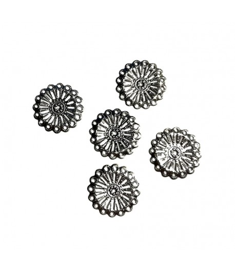 RONDS EN METAL AJOURE ARGENT ANTIQUE X5 - 2.5CM