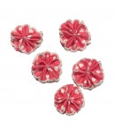5 FLEURS EN TISSU - FUSCHIA COEUR BLANC 2.7CM