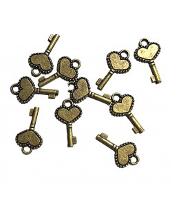 10 CHARMS METAL BRONZE - MINI-CLEF COEUR