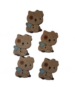 5 OURSONS EN BOIS 2.8X4.1CM