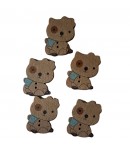 5 OURSONS EN BOIS 2.8X4.1CM