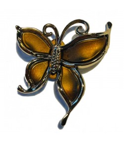 PAPILLON EN PLASTIQUE - MARRON ET OR