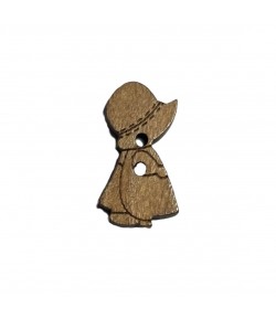 BOUTON PETITE FILLE EN BOIS 1.5X2.7CM