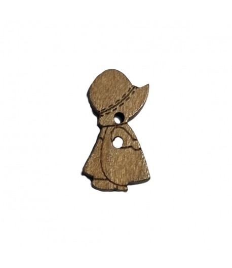 BOUTON PETITE FILLE EN BOIS 1.5X2.7CM