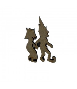SUJET EN BOIS COUPLE DE LUTINS 2.6X4.3CM