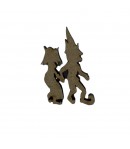 SUJET EN BOIS COUPLE DE LUTINS 2.6X4.3CM