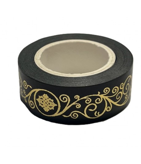 MASKING TAPE VOLUTES NOIR ET OR 1.5CM X 10 M