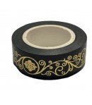 MASKING TAPE VOLUTES NOIR ET OR 1.5CM X 10 M