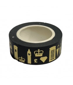 MASKING TAPE LONDON NOIR ET OR 1.5CM X 10 M