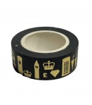 MASKING TAPE LONDON NOIR ET OR 1.5CM X 10 M