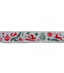 RUBAN BLANC MOTIFS NOEL 1.6 CM - 1 METRE