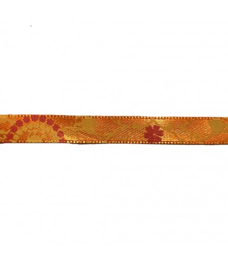 RUBAN SATIN FLEUR ORANGE 1CM - 1M