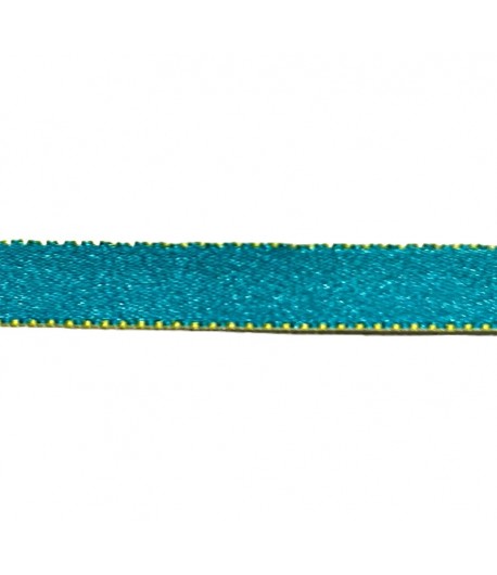 RUBAN SATIN BICOLORE TURQUOISE - VERT 1CM - 1 M