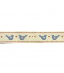 RUBAN ECRU OISEAUX BLEUS 1.7 CM - 1M