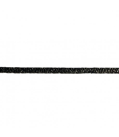 RUBAN PLAT LAME NOIR ARGENT 3MM - 1 M