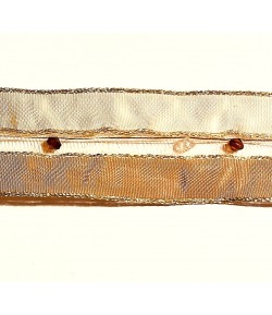 RUBAN BEIGE/CAFE PERLES 4CM 1M