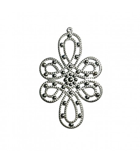 EMBELLISSEMENT AJOURE EN METAL 3.8X6.8 CM - ARGENT