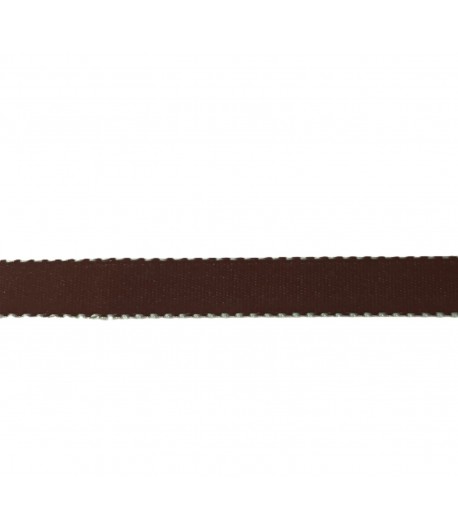 RUBAN SATIN BICOLORE MARRON BLEU 1CM X 1 M