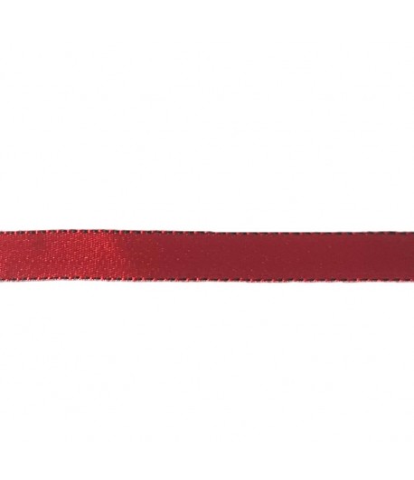 RUBAN SATIN BICOLORE ROUGE NOIR 1CM X 1 M