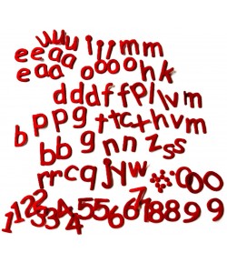 ALPHABET ET CHIFFRES ROUGE FEUTRINE ADHESIF