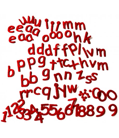 ALPHABET ET CHIFFRES ROUGE FEUTRINE ADHESIF