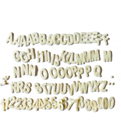 ALPHABET ET CHIFFRES IVOIRE FEUTRINE ADHESIF