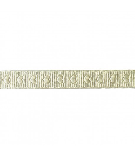 RUBAN COEURS ECRU 1CM - 1M