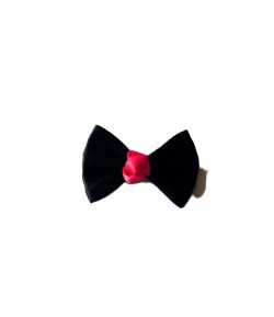 NOEUD NOIR ET ROSE 3.1X2CM