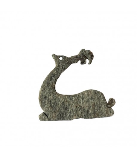 RENNE EN FEUTRINE GRIS 6.4X5.6CM