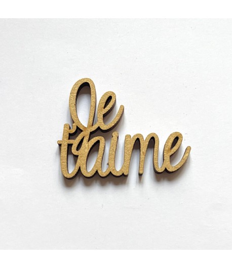 SUJET BOIS MOT JE T'AIME 4.3X3.5CM