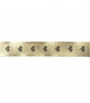 RUBAN ECRU COEURS GRIS 1.7CM - 1M