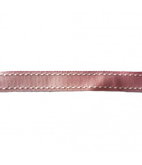 RUBAN ROSE TIRETS BLANCS 1.70CM - 1M