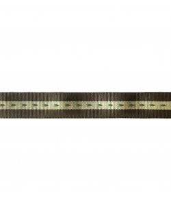 RUBAN BRUN TIRETS BLEU 1.6CM - 1M