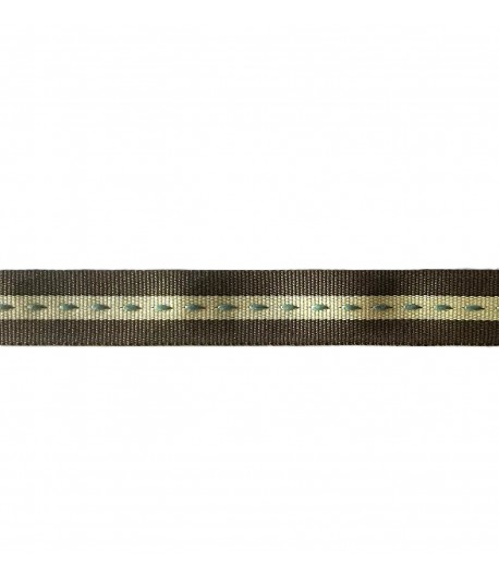 RUBAN BRUN TIRETS BLEU 1.6CM - 1M