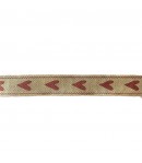 RUBAN ECRU COEURS ROUGES 1.6CM - 1M