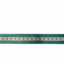 RUBAN TURQUOISE TIRETS ROUGES 1.6CM - 1M