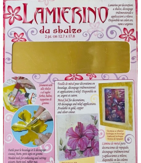2 FEUILLES METAL A REPOUSSER OR 12.6X17.8CM
