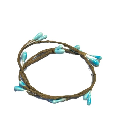 GUIRLANDE MARRON FIL ARTICULE AVEC DECO BLEUE 41CM