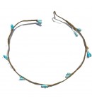 GUIRLANDE MARRON FIL ARTICULE AVEC DECO BLEUE 41CM