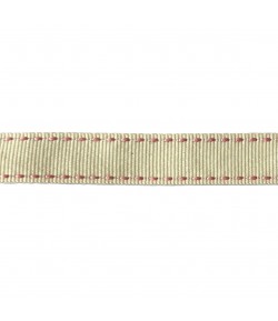 RUBAN ECRU TIRETS ROSES 1.60CM - 1M