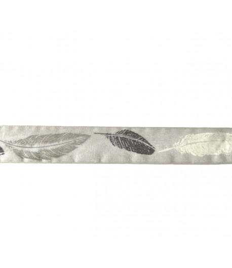 RUBAN ECRU PLUMES 2.5CM - 1M