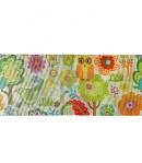 RUBAN VERT OISEAUX FLEURS 4.8CM - 1 M