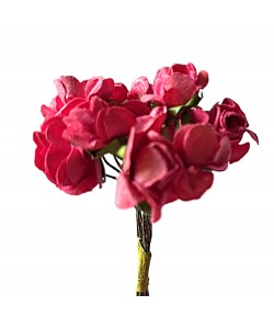 BOUQUET 12 FLEURS ROSE SUR TIGE 1.8X8CM