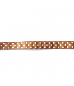 RUBAN SATIN BRUN CLAIR A POIS 0.9CM X 1M