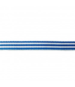 RUBAN BLANC RAYE BLEU 1CM - 1M