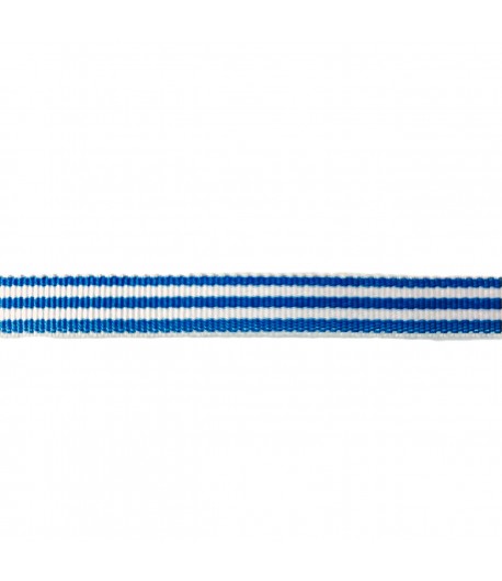 RUBAN BLANC RAYE BLEU 1CM - 1M