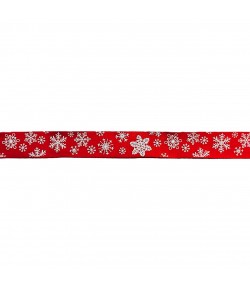 RUBAN ROUGE FLOCONS 1.5 CM - 1M