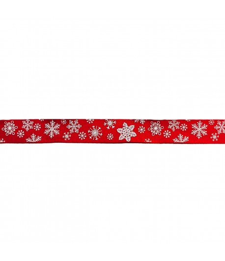 RUBAN ROUGE FLOCONS 1.5 CM - 1M