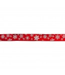 RUBAN ROUGE FLOCONS 1.5 CM - 1M
