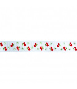 RUBAN BLANC CERISE 1.5 CM - 1M